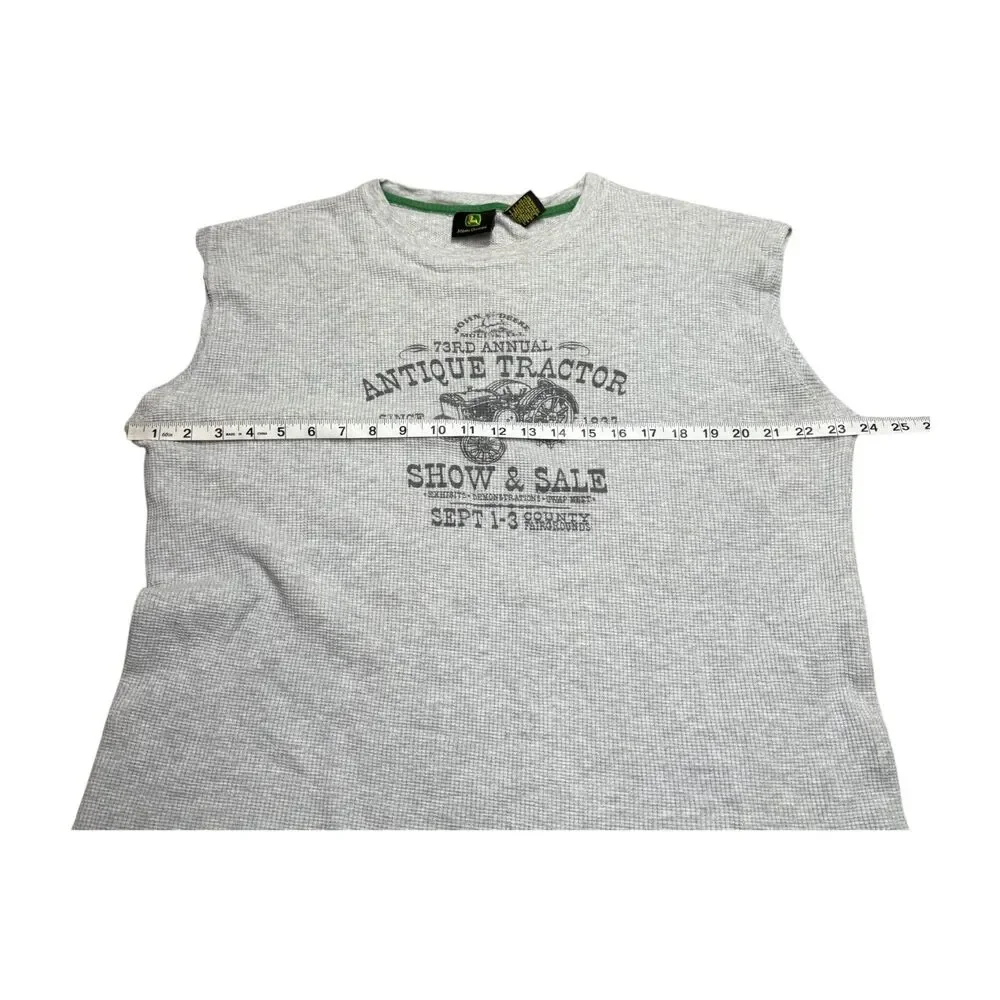 John Deere Tank Top Mens Medium Heather Gray Graphic Antique Tractor Show & Sale - Picture 5 of 7
